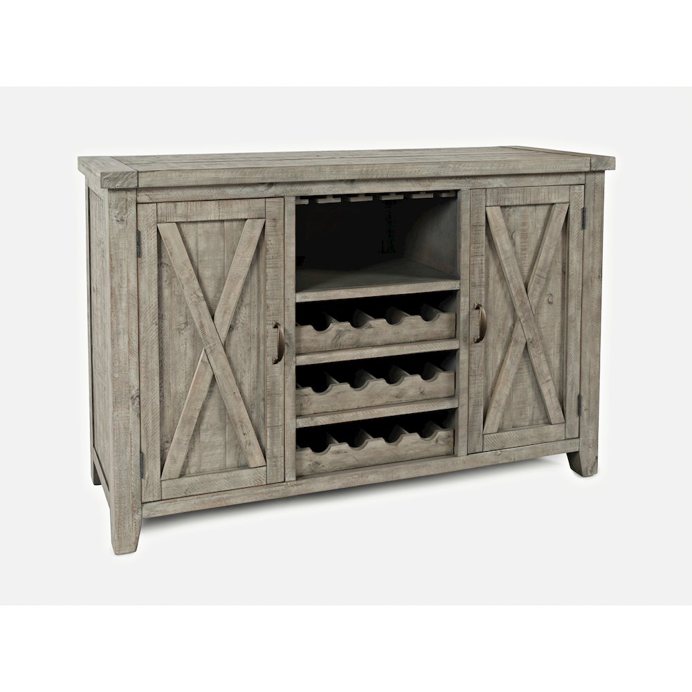 Reclaimed Solid Wood Buffet Server with Wine Bottle and Glass Storage. Picture 3