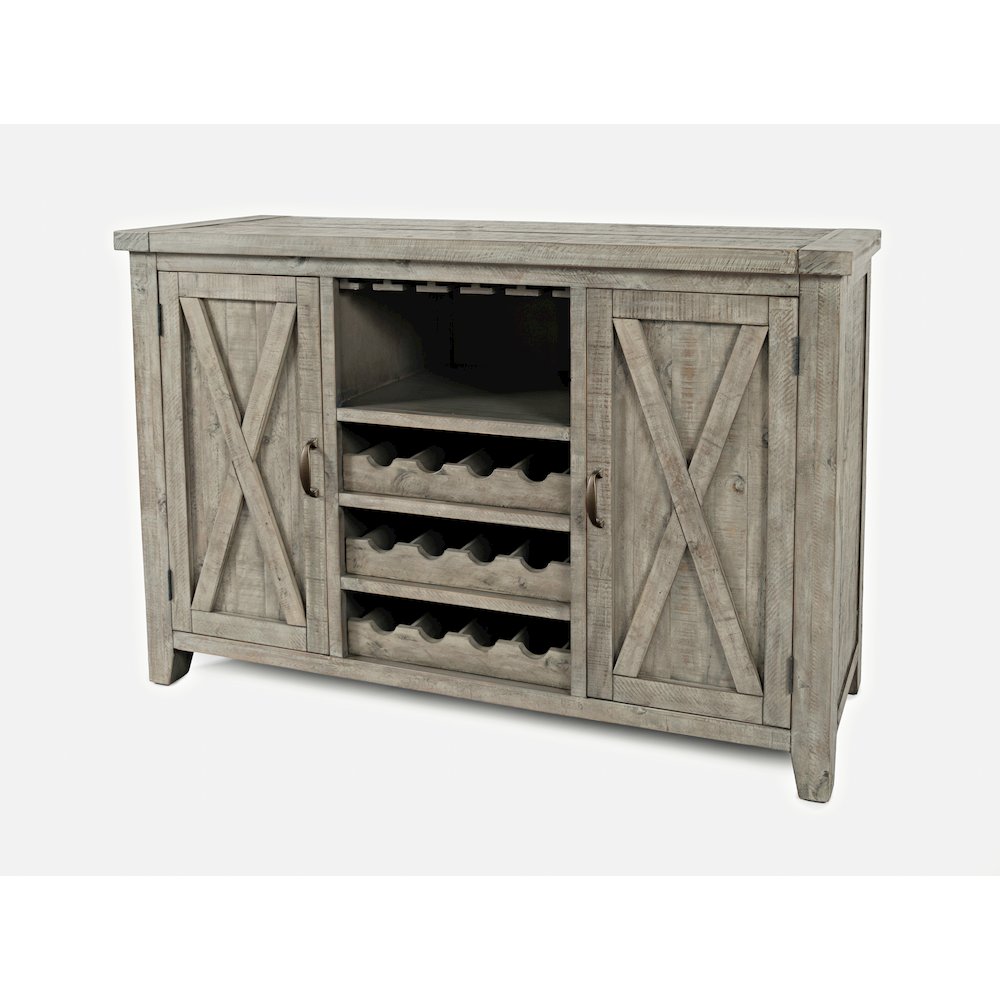 Reclaimed Solid Wood Buffet Server with Wine Bottle and Glass Storage. Picture 2