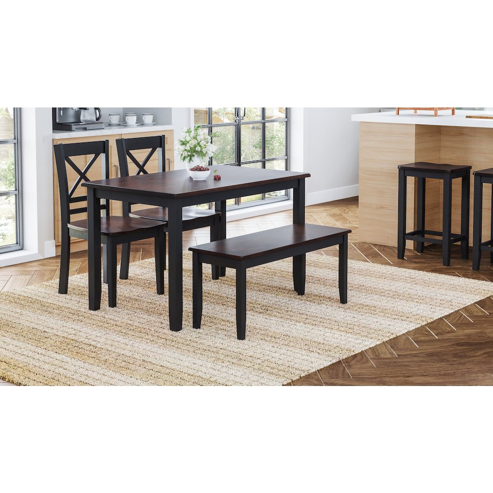Asbury Park Solid Wood Farmhouse Four Piece Dining Set with Bench. Picture 11