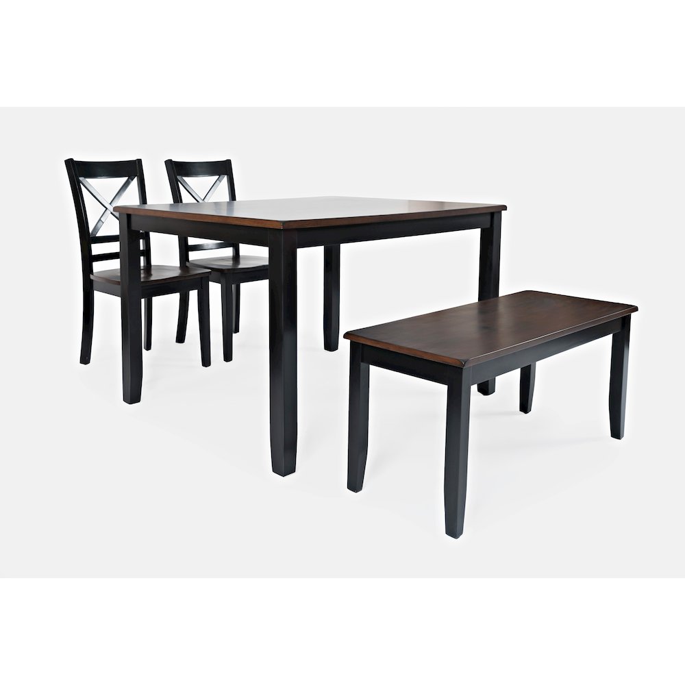 Asbury Park Solid Wood Farmhouse Four Piece Dining Set with Bench. Picture 1