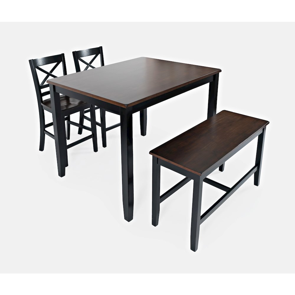 Asbury Park Solid Wood Farmhouse Four Piece Counter Height Dining Set with Bench. Picture 2