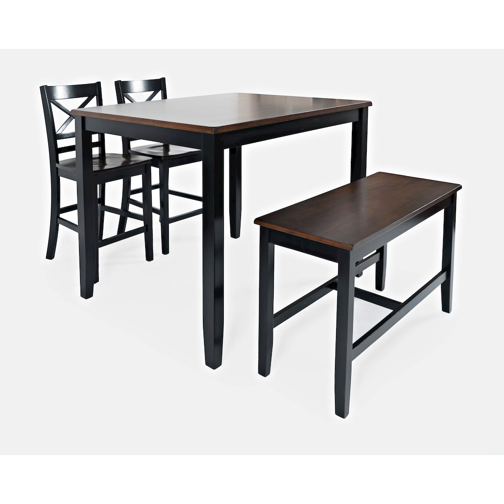 Asbury Park Solid Wood Farmhouse Four Piece Counter Height Dining Set with Bench. Picture 1