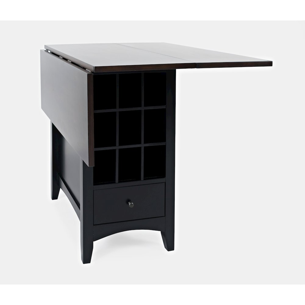 Solid Wood Farmhouse Storage Counter Drop Leaf Dining Table with Wine Rack. Picture 5