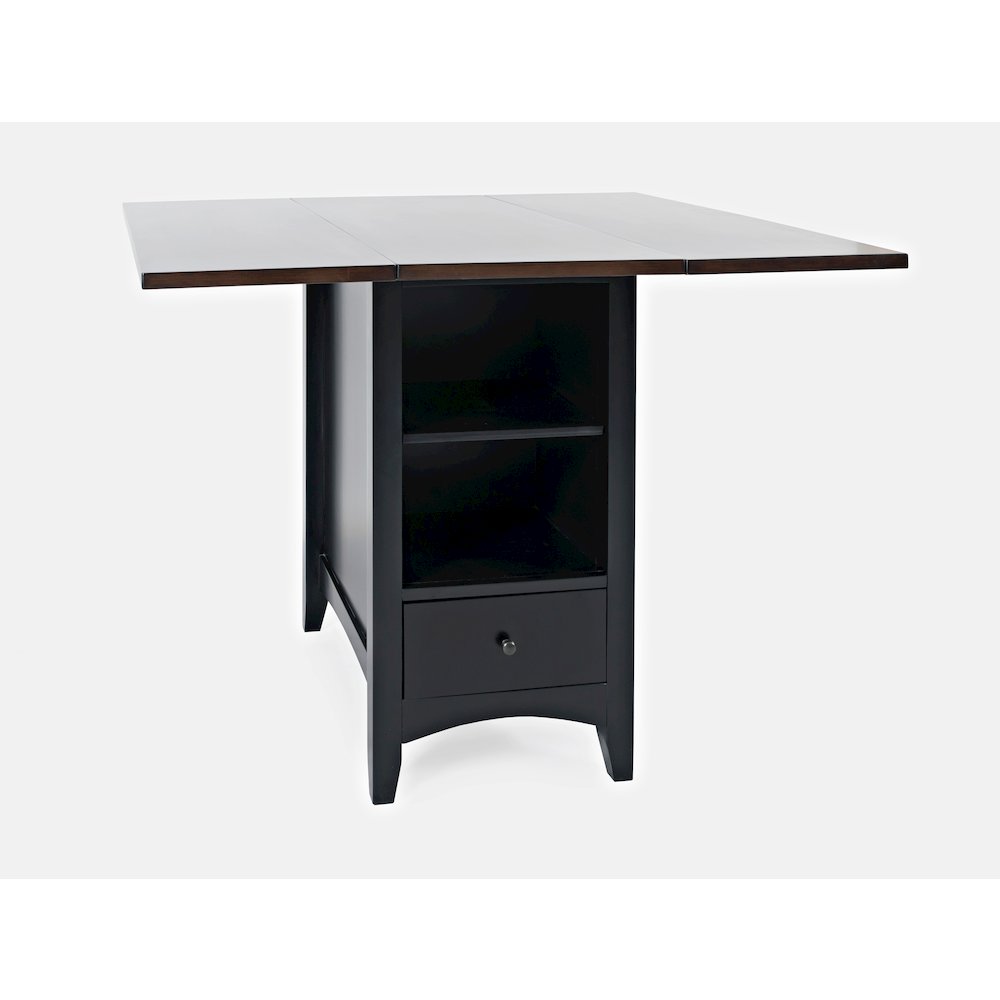 Solid Wood Farmhouse Storage Counter Drop Leaf Dining Table with Wine Rack. Picture 7