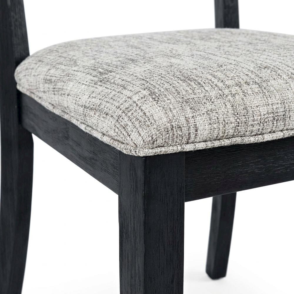 Contemporary Upholstered Ladderback Dining Chairs, Dark Charcoal, Set of 2. Picture 8