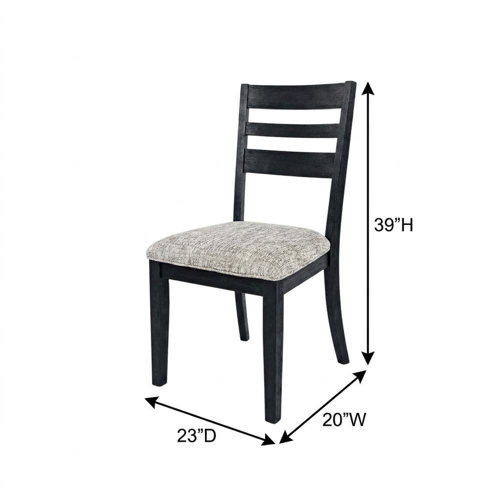 Contemporary Upholstered Ladderback Dining Chairs, Dark Charcoal, Set of 2. Picture 6