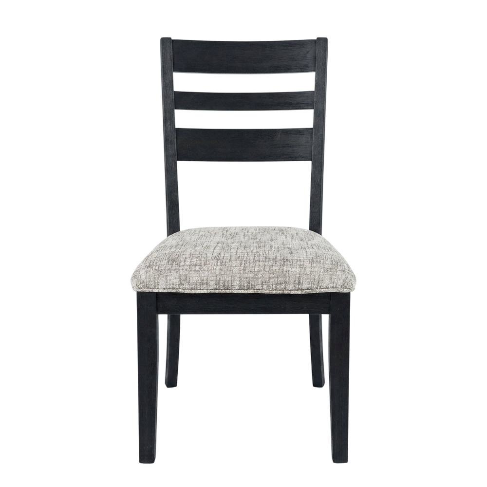 Contemporary Upholstered Ladderback Dining Chairs, Dark Charcoal, Set of 2. Picture 2