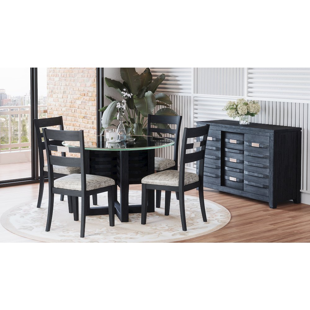 Altamonte Contemporary 48" Round Dining Table with Glass Top. Picture 2