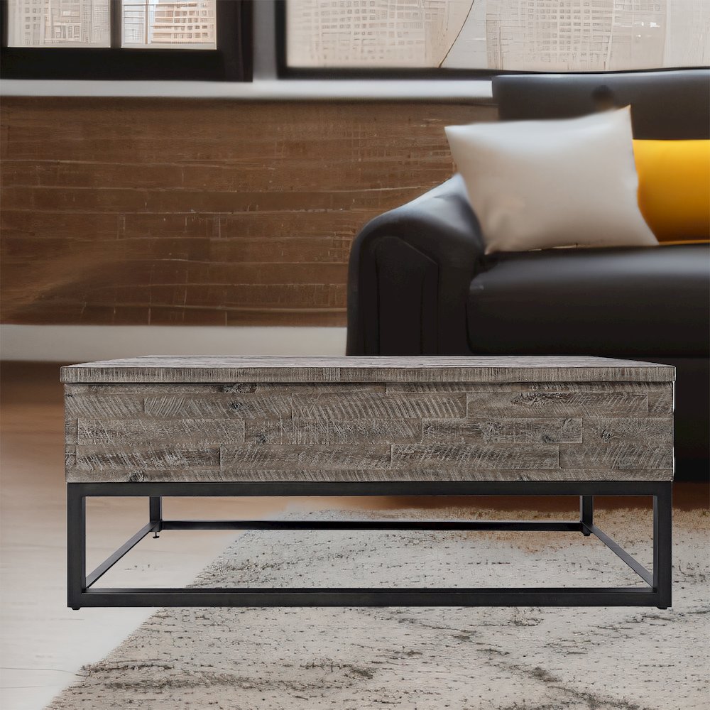 East Hampton Distressed Solid Wood Lift-Top Coffee Table. Picture 10