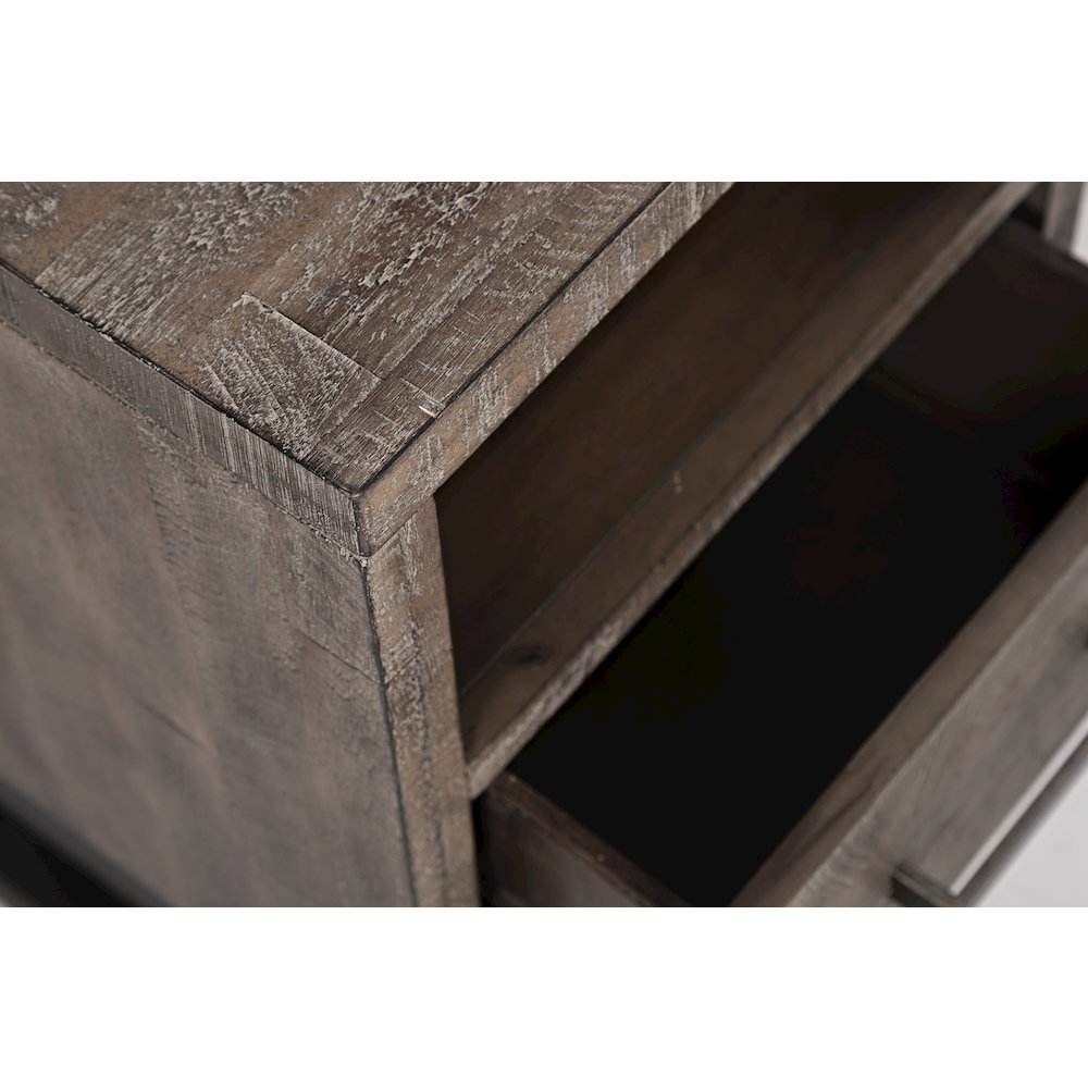 East Hampton Distressed Solid Wood USB Charging Chairside Table. Picture 5