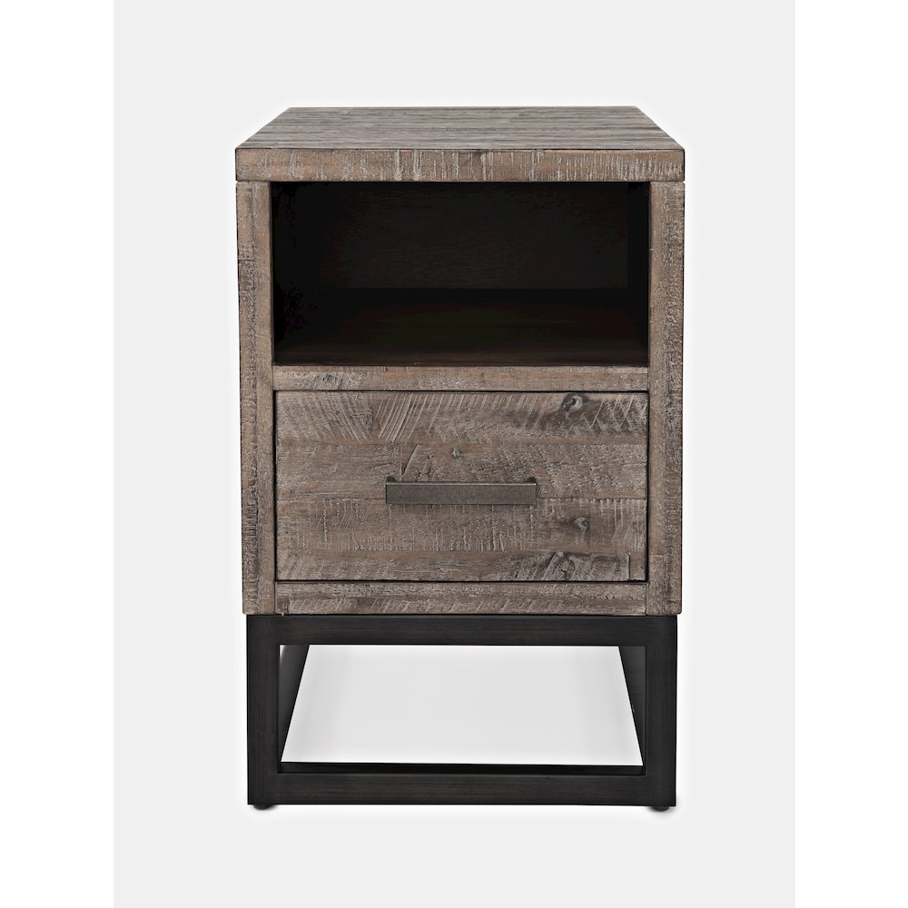 East Hampton Distressed Solid Wood USB Charging Chairside Table. Picture 1