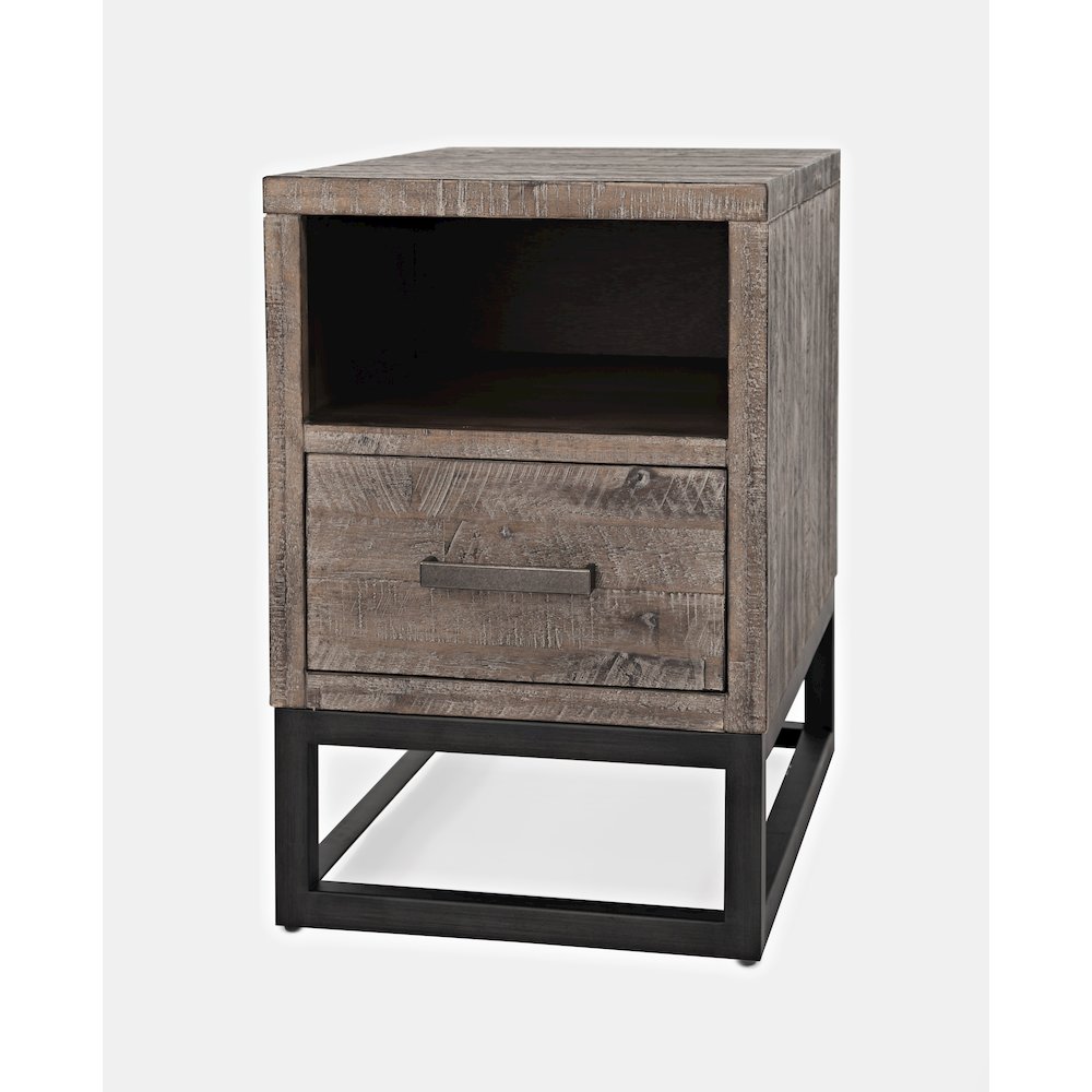 East Hampton Distressed Solid Wood USB Charging Chairside Table. Picture 3