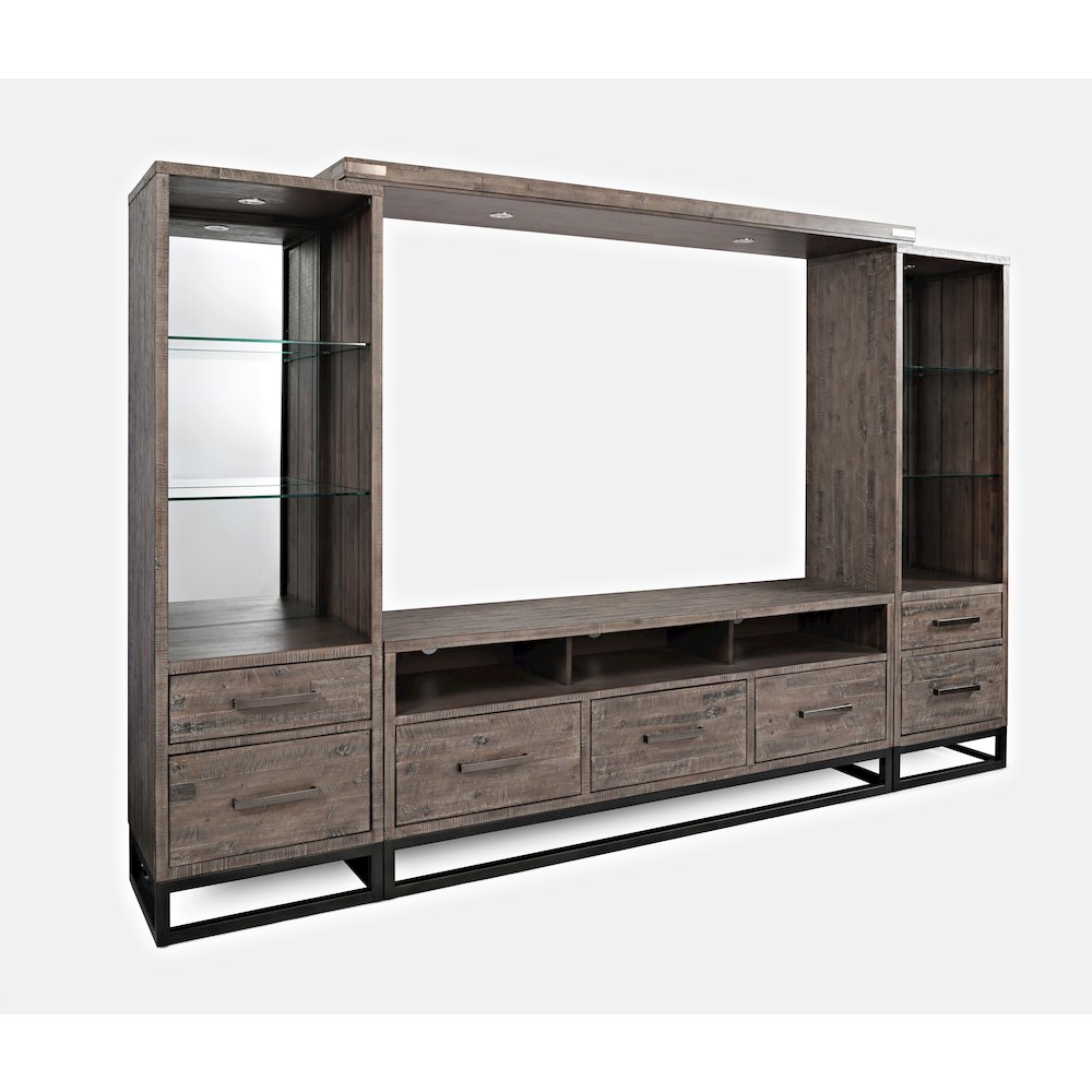 Distressed Solid Wood Entertainment Center with 70'' TV Console and LED Lights. Picture 4