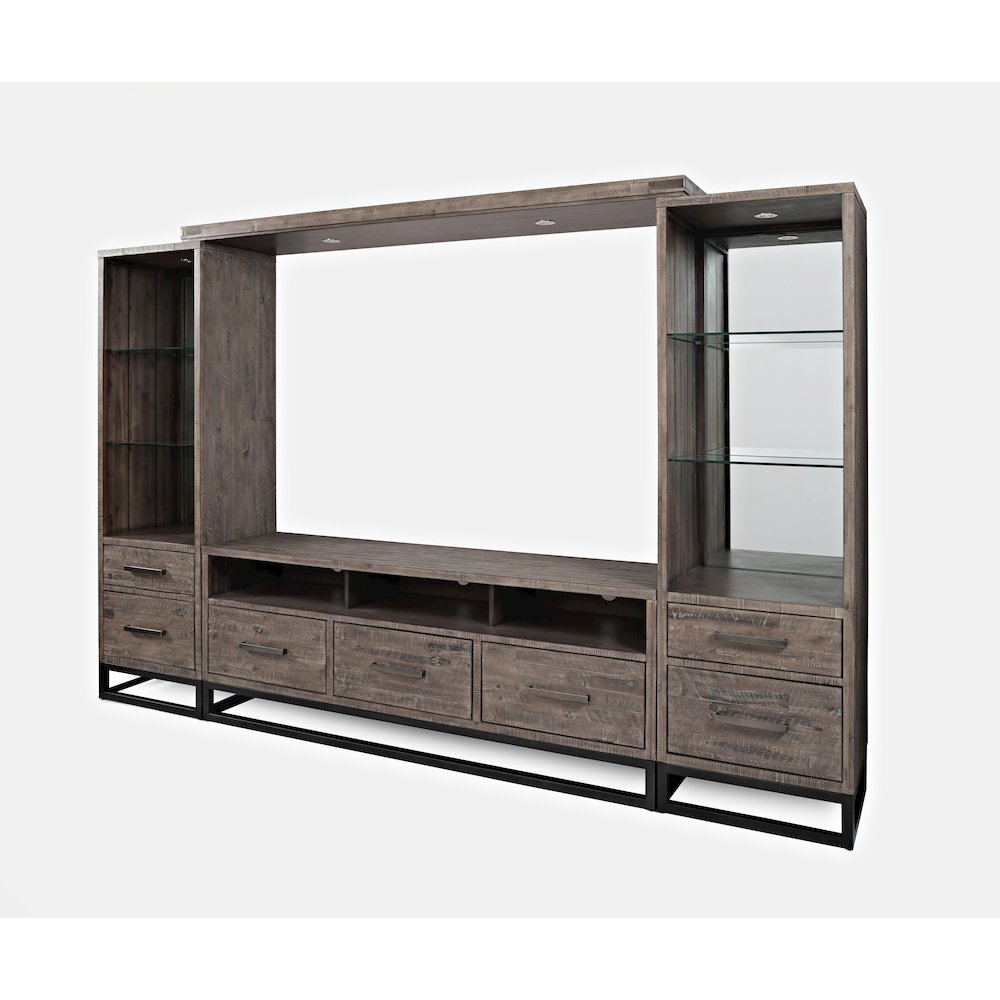 Distressed Solid Wood Entertainment Center with 70'' TV Console and LED Lights. Picture 3