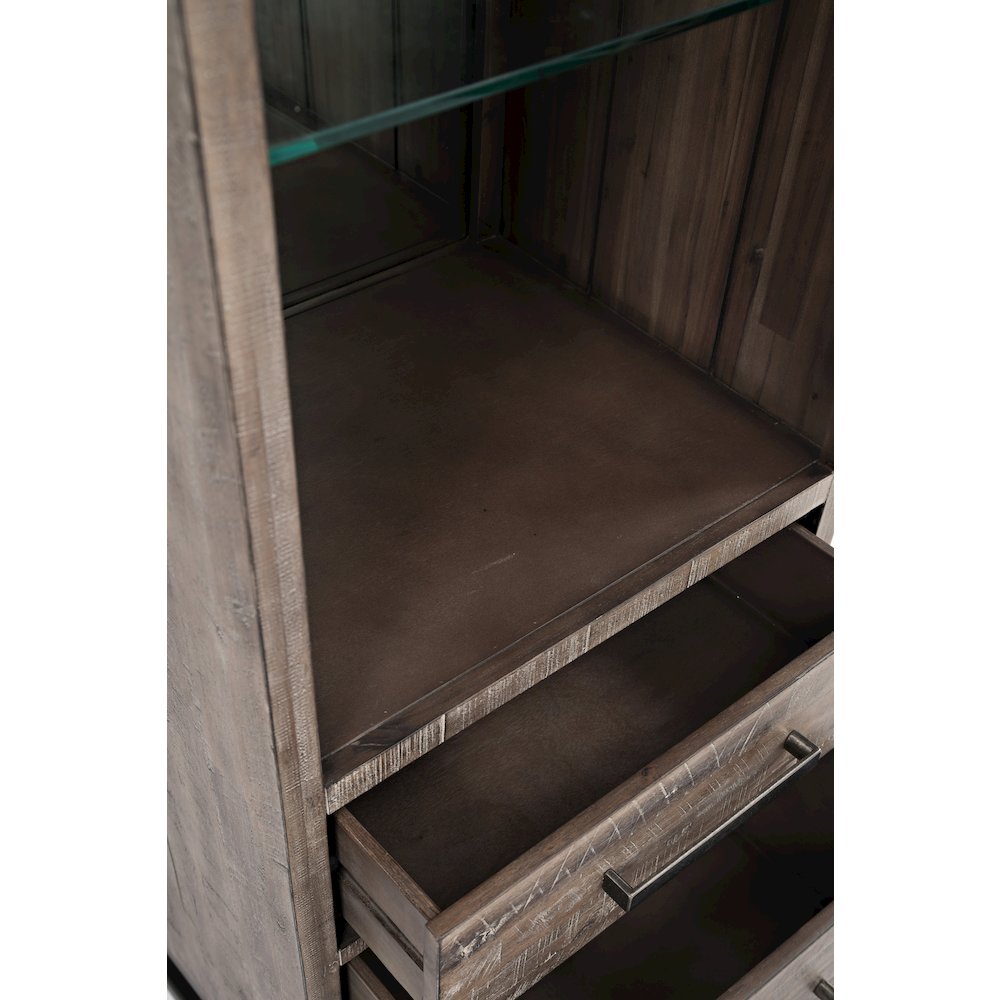 Distressed Solid Wood Entertainment Center with 70'' TV Console and LED Lights. Picture 5