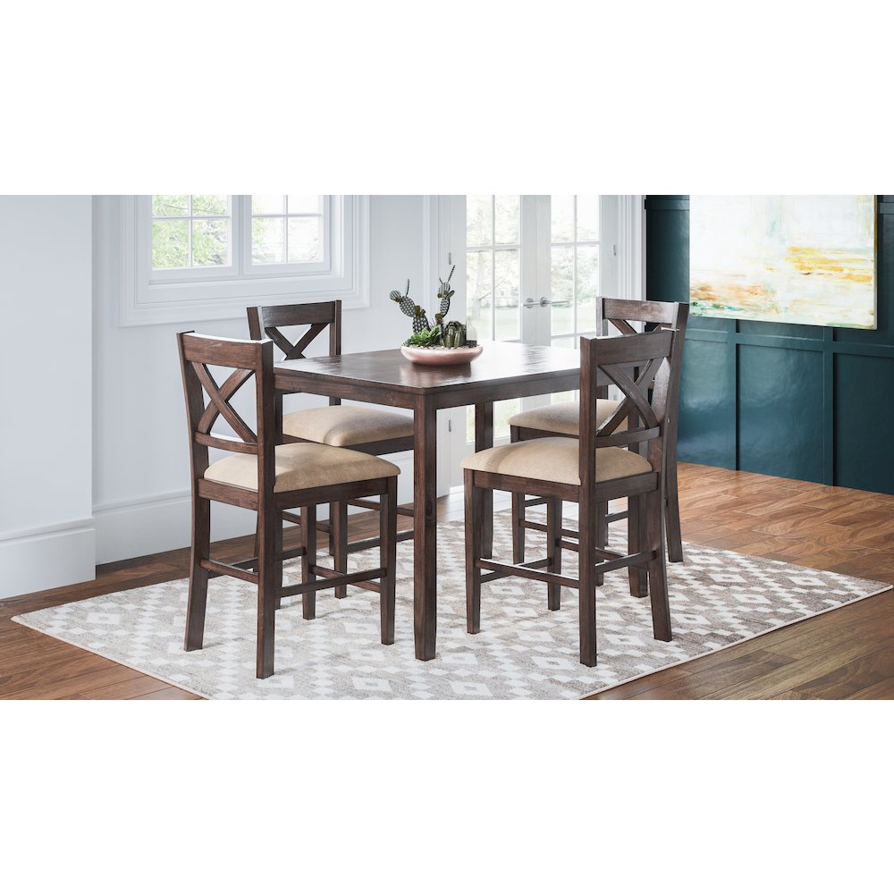 Walnut Creek 5 Piece Counter Height Dining Set - Table with 4 Stools. Picture 11