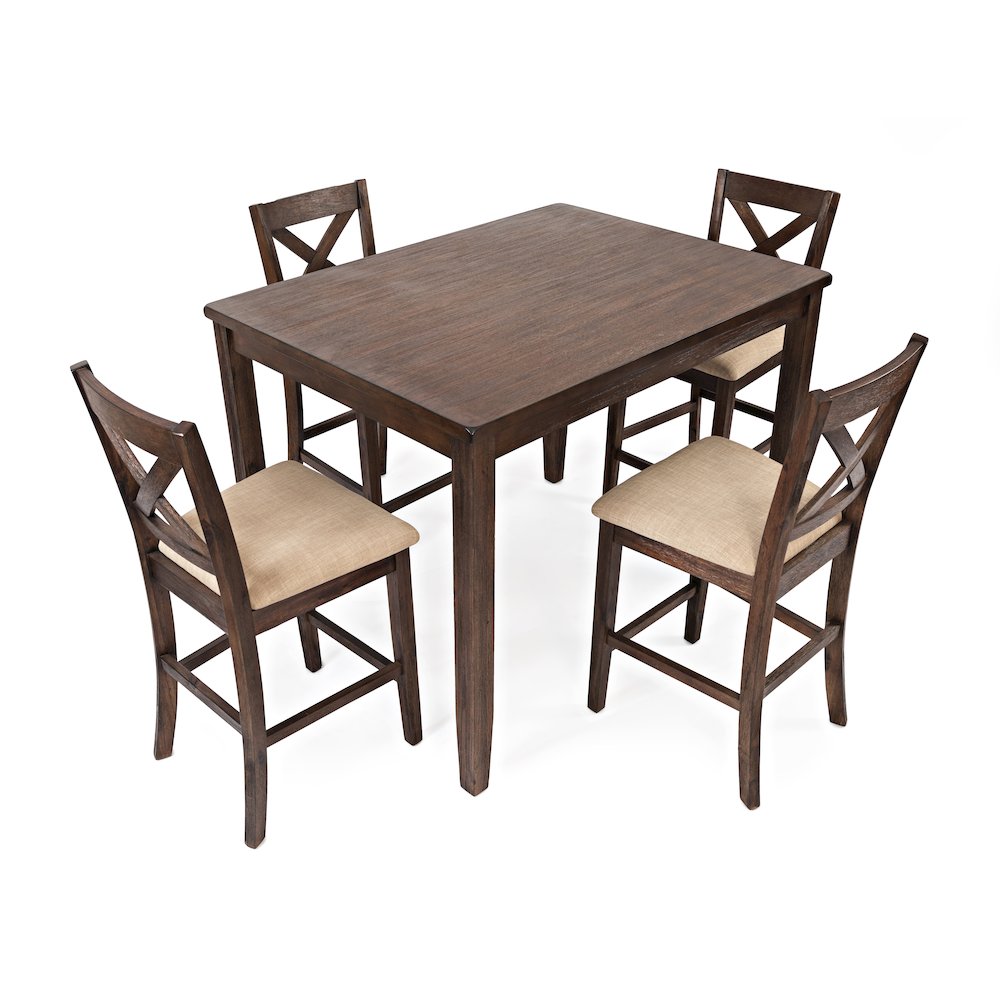 Walnut Creek 5 Piece Counter Height Dining Set - Table with 4 Stools. Picture 2