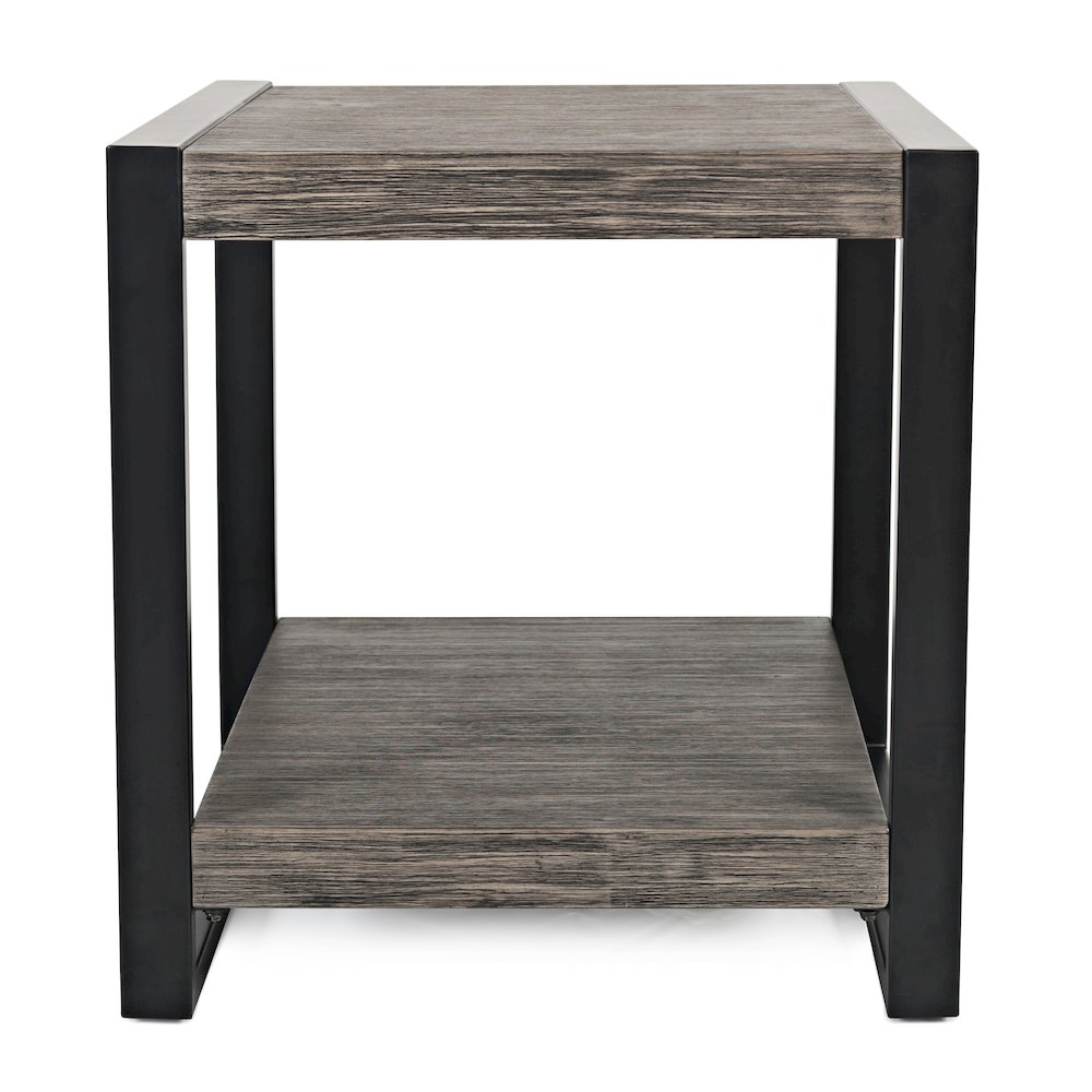 Pinnacle Modern Loft Iron and Wood Grey End Table. Picture 1