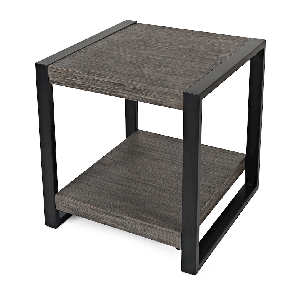 Pinnacle Modern Loft Iron and Wood Grey End Table. Picture 2