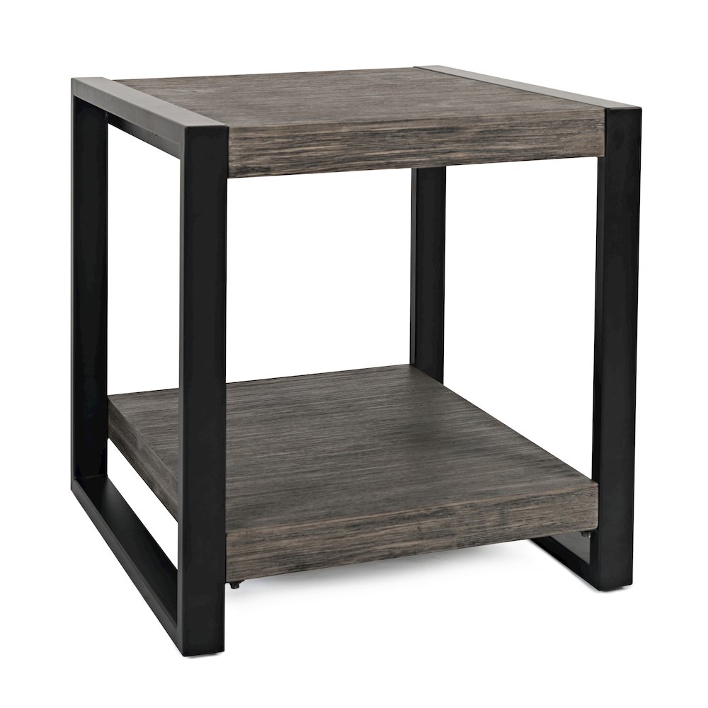 Pinnacle Modern Loft Iron and Wood Grey End Table. Picture 3