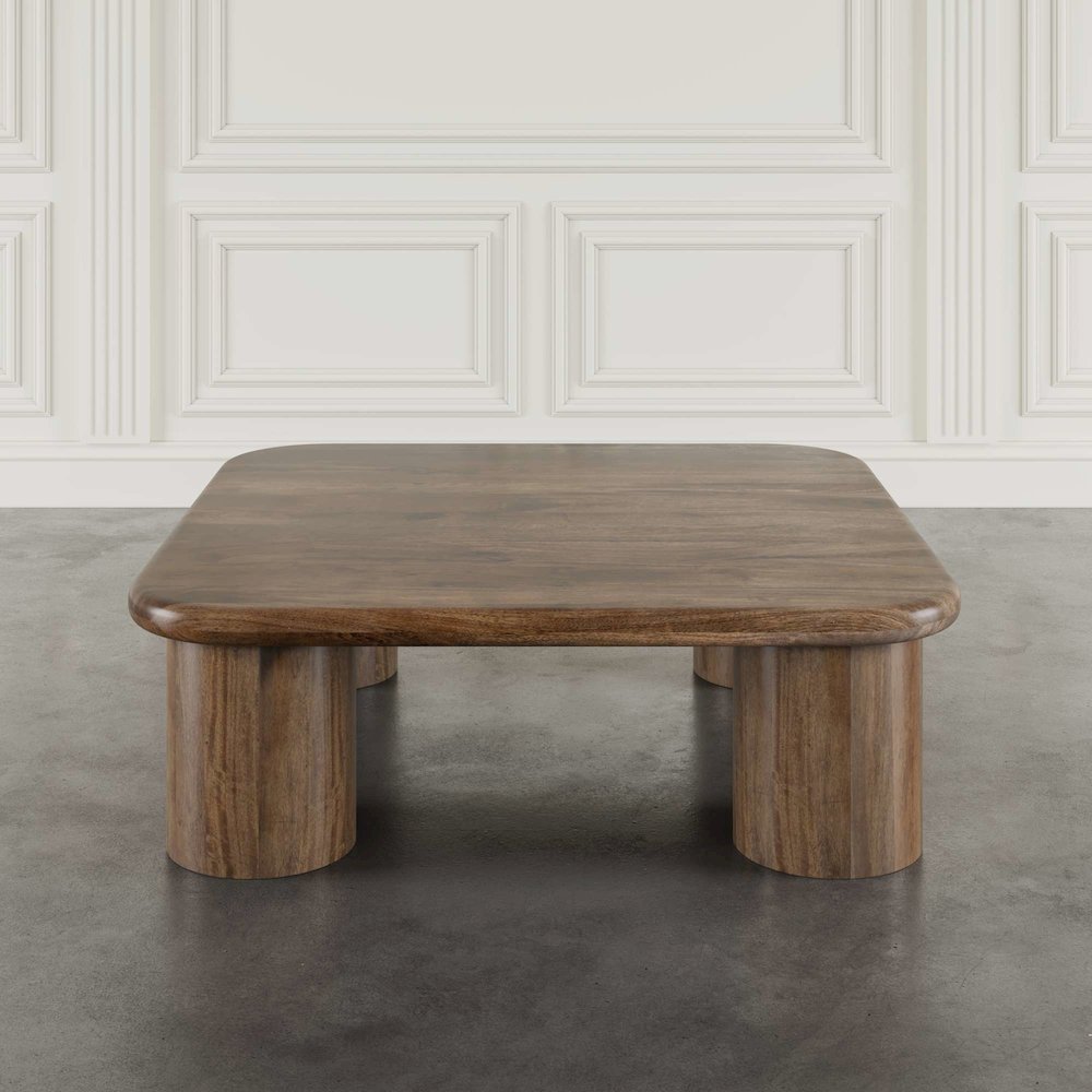 Mandara Global Modern 44" Square Solid Wood Coffee Table. Picture 9