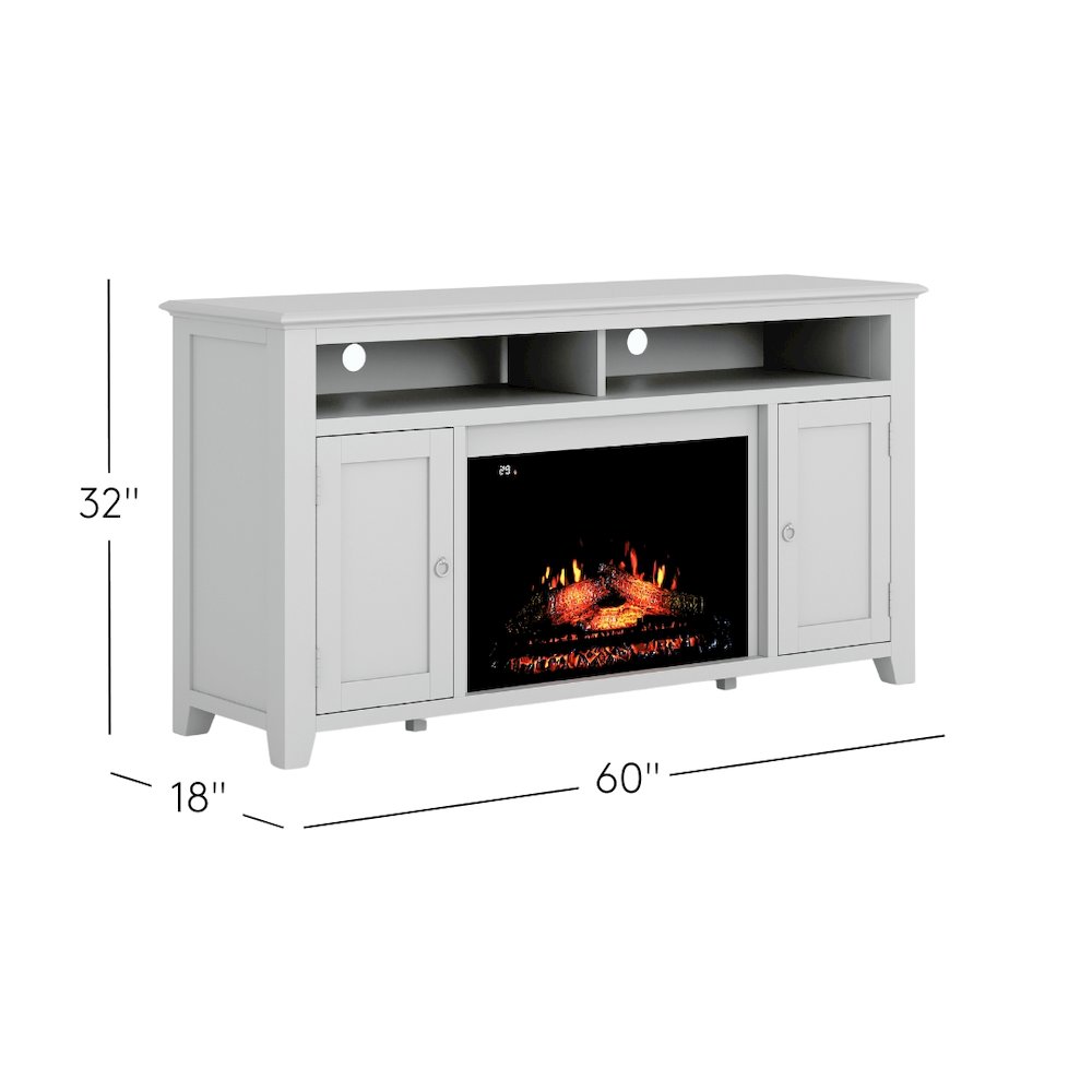 Transitional Rustic 60" Storage Console TV Stand with Electric Fireplace. Picture 8
