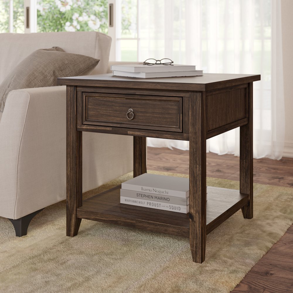 Bakersfield Mission Style  End Table with Drawer. Picture 9