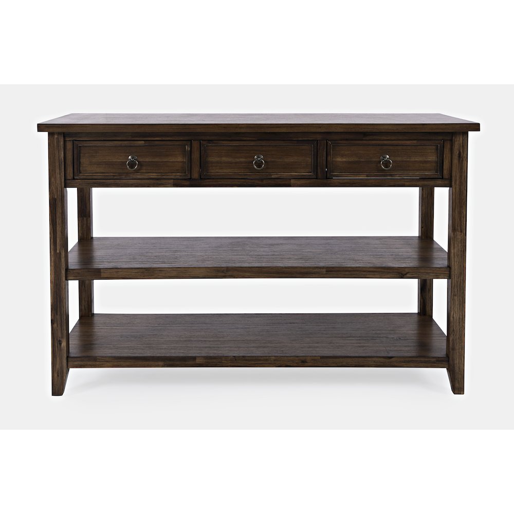 Bakersfield Mission Style  Sofa Table with Three Drawers. Picture 1