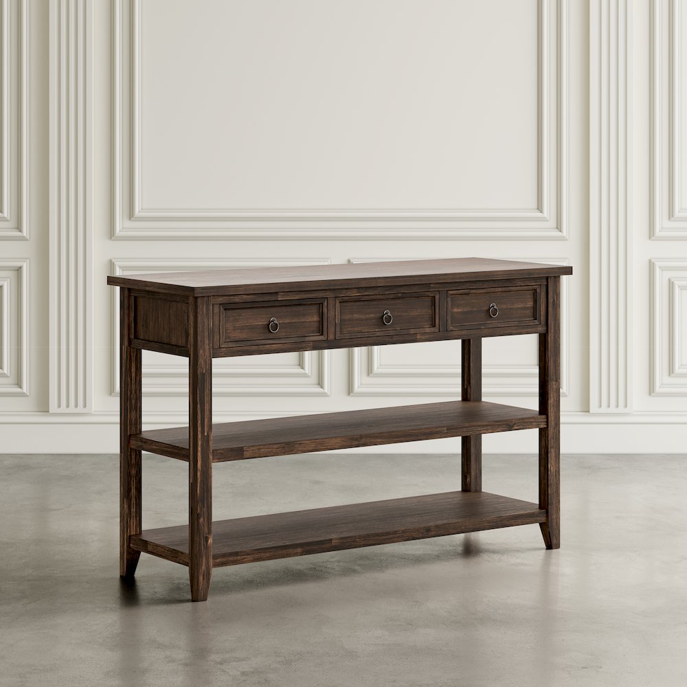 Bakersfield Mission Style  Sofa Table with Three Drawers. Picture 12