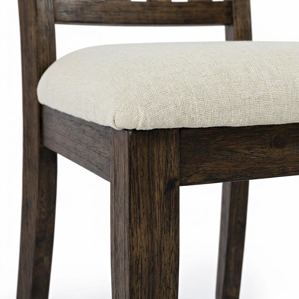 Mission-Style Slat-Back Solid Acacia Wood Farmhouse Dining Chair, Wire Brush, Set of 2. Picture 8