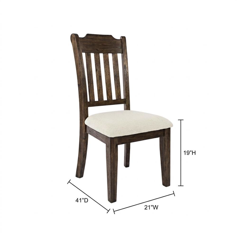 Mission-Style Slat-Back Solid Acacia Wood Farmhouse Dining Chair, Wire Brush, Set of 2. Picture 6