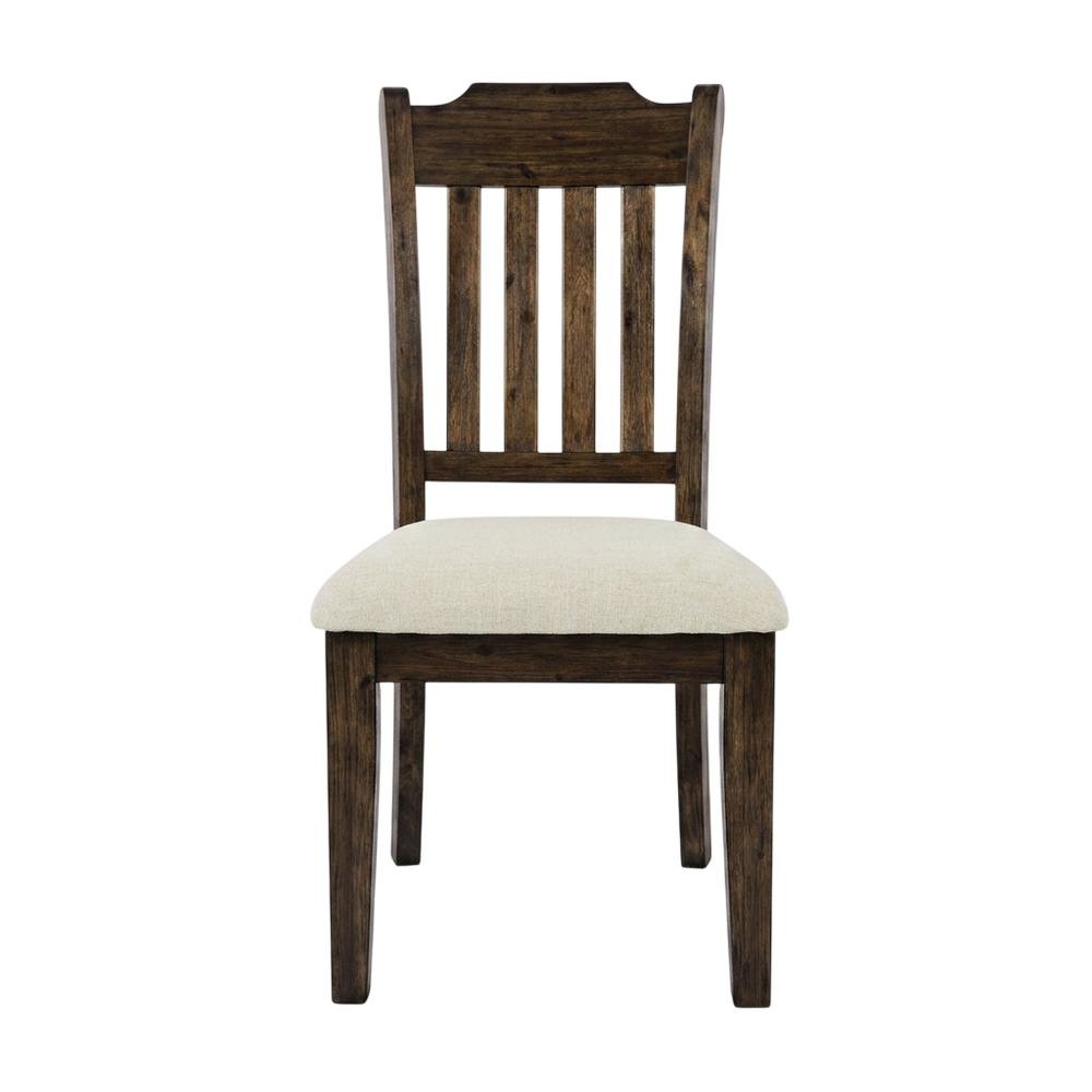 Mission-Style Slat-Back Solid Acacia Wood Farmhouse Dining Chair, Wire Brush, Set of 2. Picture 2