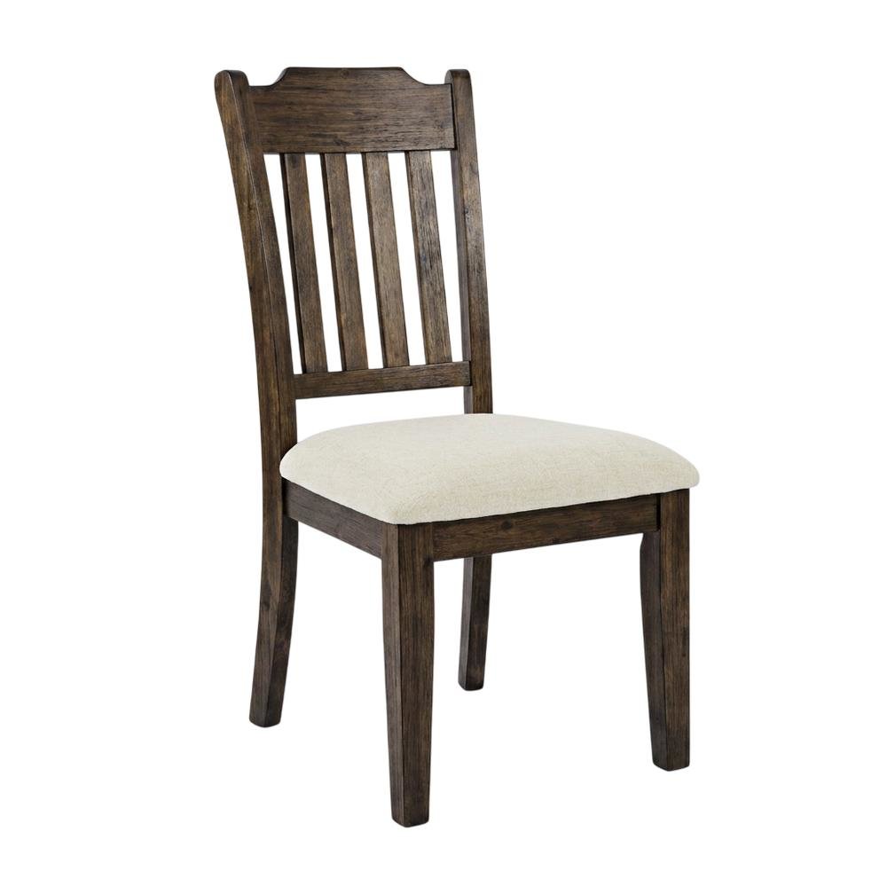 Mission-Style Slat-Back Solid Acacia Wood Farmhouse Dining Chair, Wire Brush, Set of 2. Picture 5