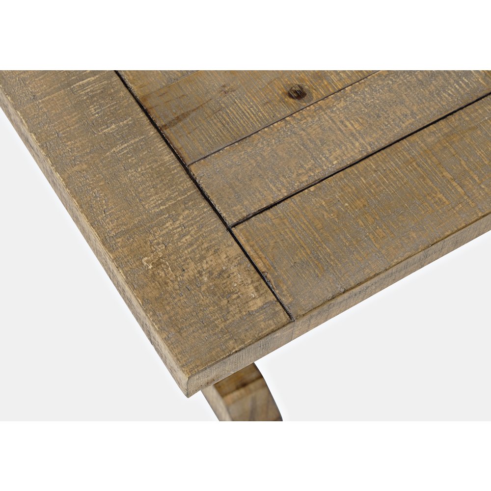 Carlyle Crossing Modern Rustic Distressed Solid Wood Coffee Table with Trestle. Picture 5