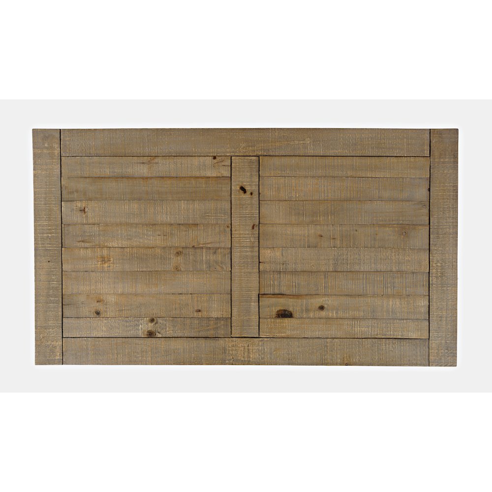 Carlyle Crossing Modern Rustic Distressed Solid Wood Coffee Table with Trestle. Picture 6