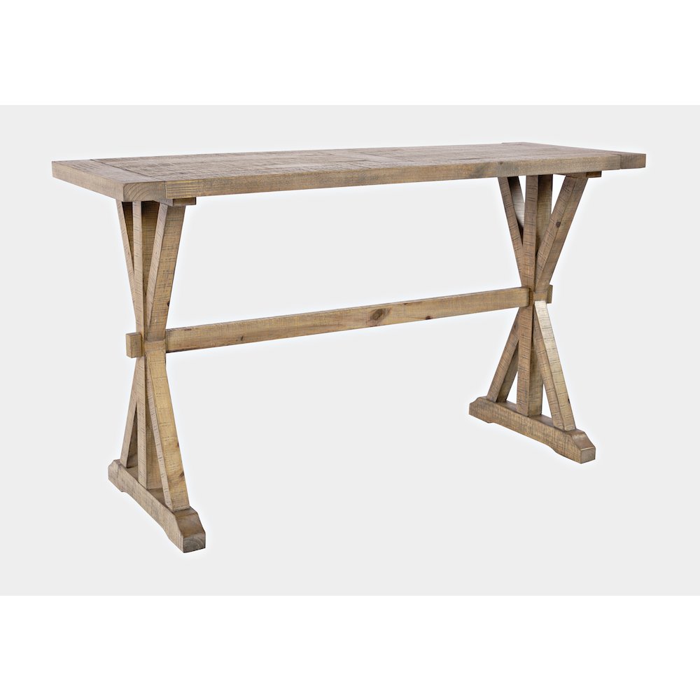 Carlyle Crossing Modern Rustic Distressed Solid Wood Sofa Table with Trestle. Picture 4