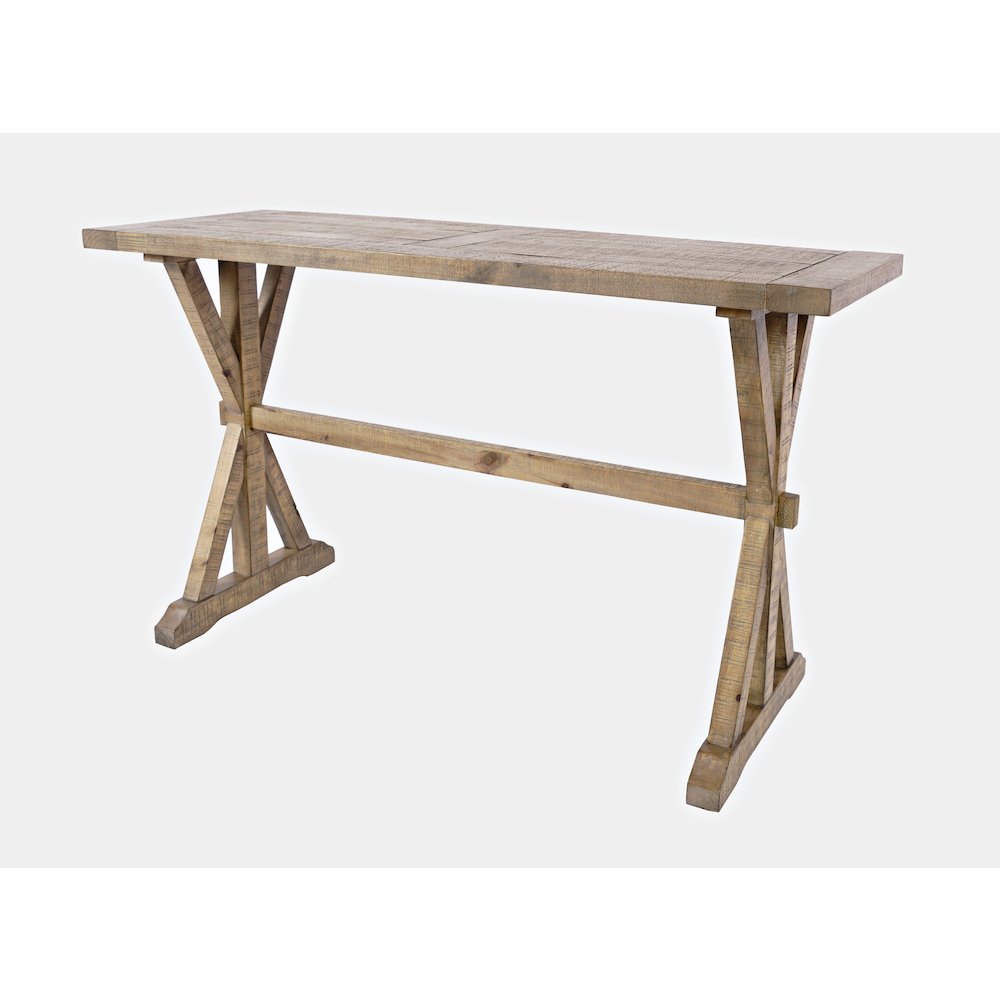 Carlyle Crossing Modern Rustic Distressed Solid Wood Sofa Table with Trestle. Picture 3