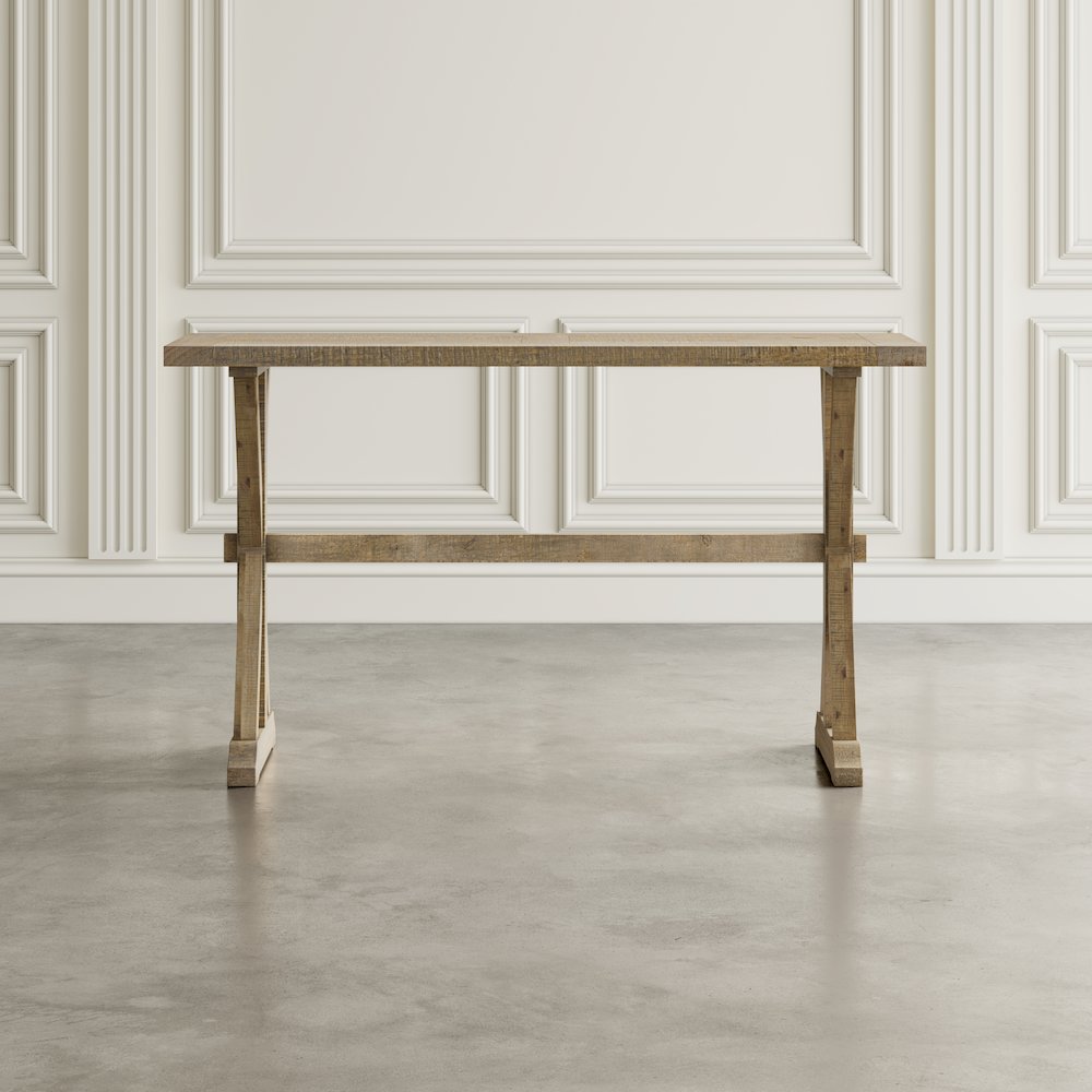 Carlyle Crossing Modern Rustic Distressed Solid Wood Sofa Table with Trestle. Picture 7