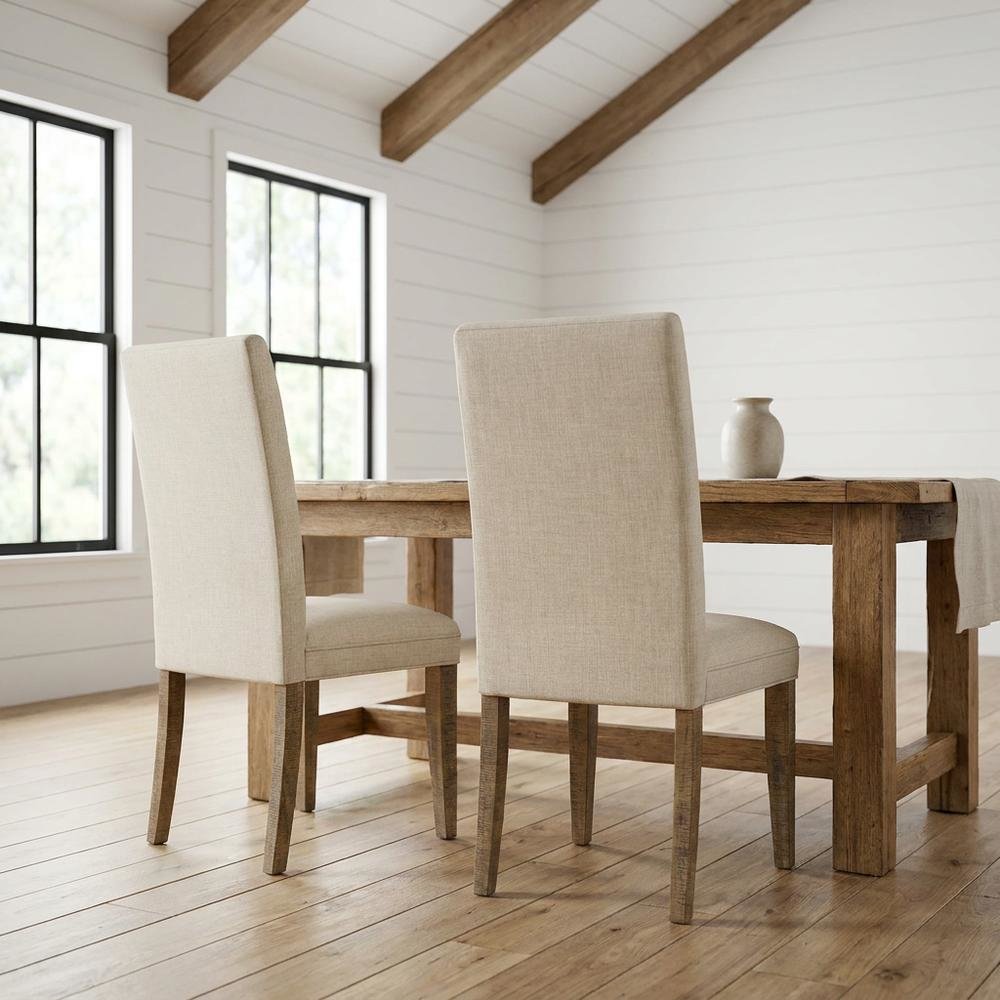 Solid Wood Parsons Dining Chairs, Distressed Farmhouse Style, Distressed Brown, Set of 2. Picture 2
