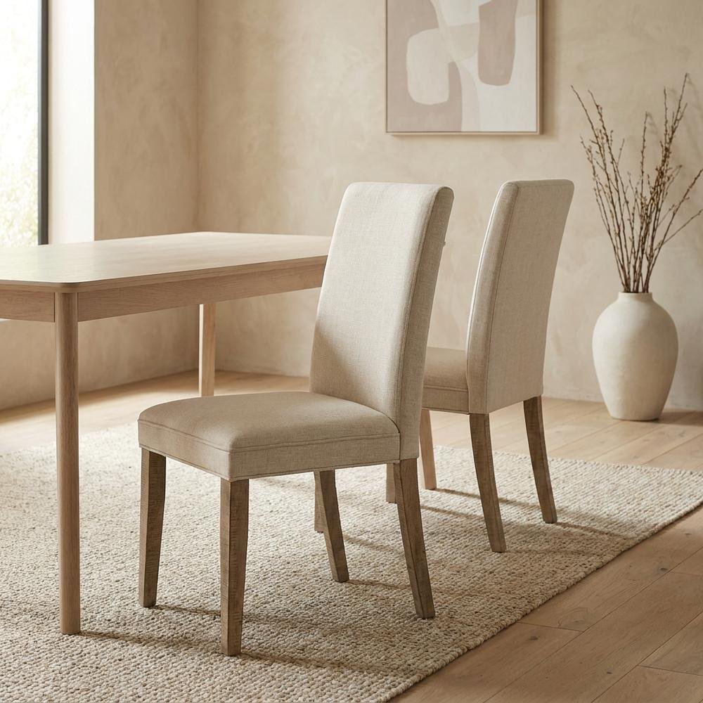 Solid Wood Parsons Dining Chairs, Distressed Farmhouse Style, Distressed Brown, Set of 2. Picture 3