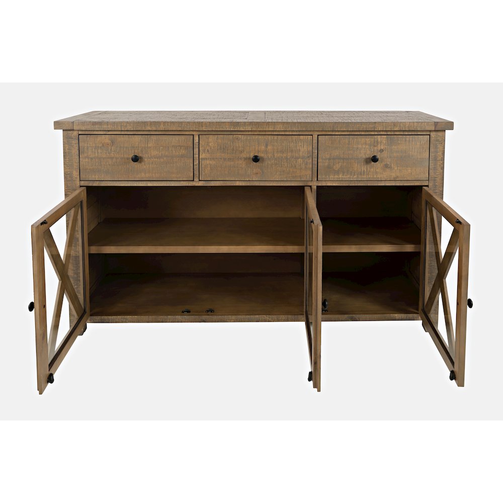 Carlyle Crossing Modern Rustic Buffet Server Storage Cabinet with Three Doors. Picture 6