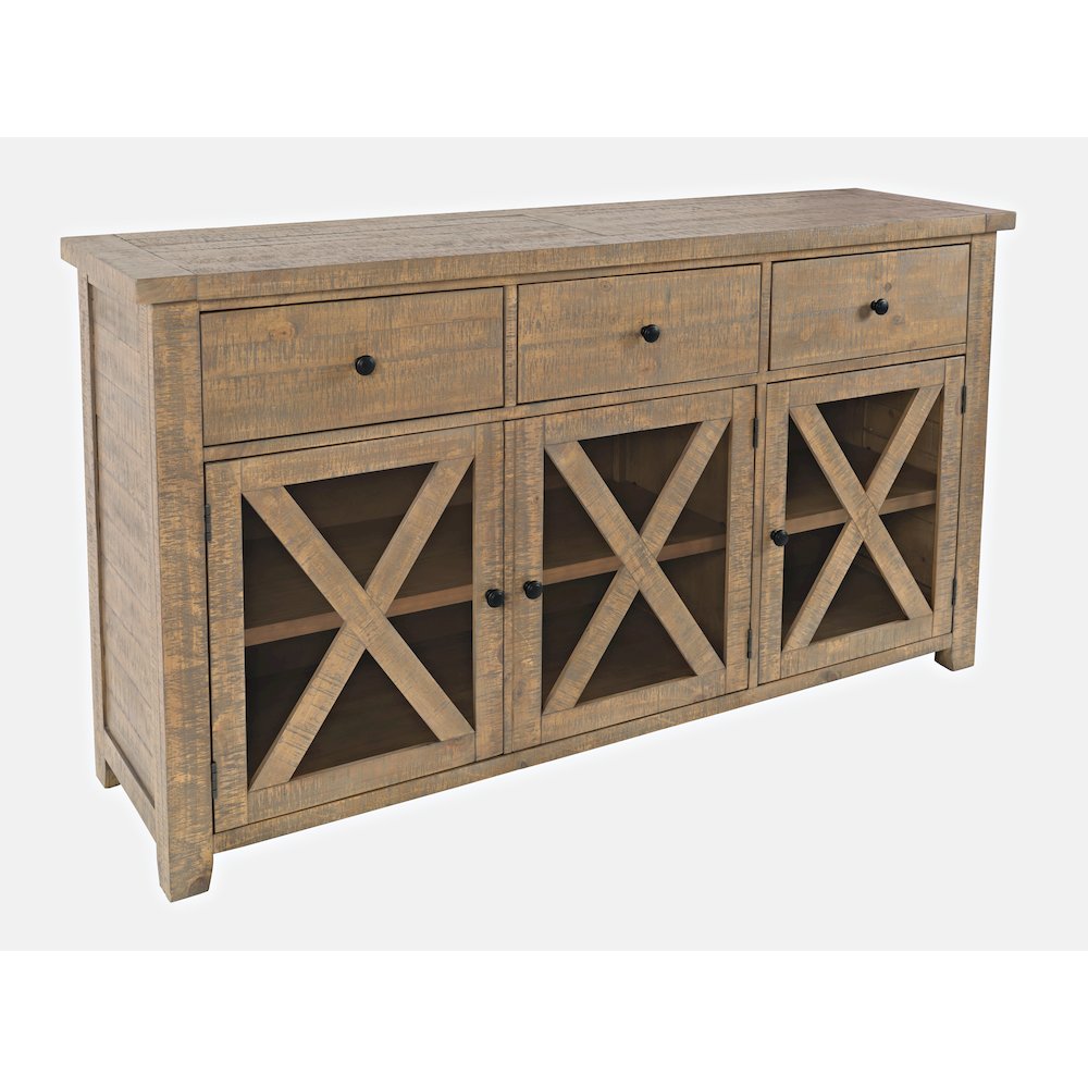 Carlyle Crossing Modern Rustic Buffet Server Storage Cabinet with Three Doors. Picture 4
