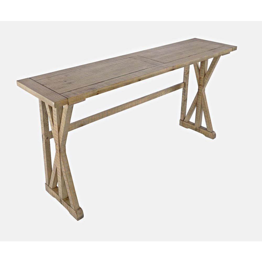 Modern Rustic Solid Wood Pine Counter Height Sofa Table Set with Three Stools. Picture 8
