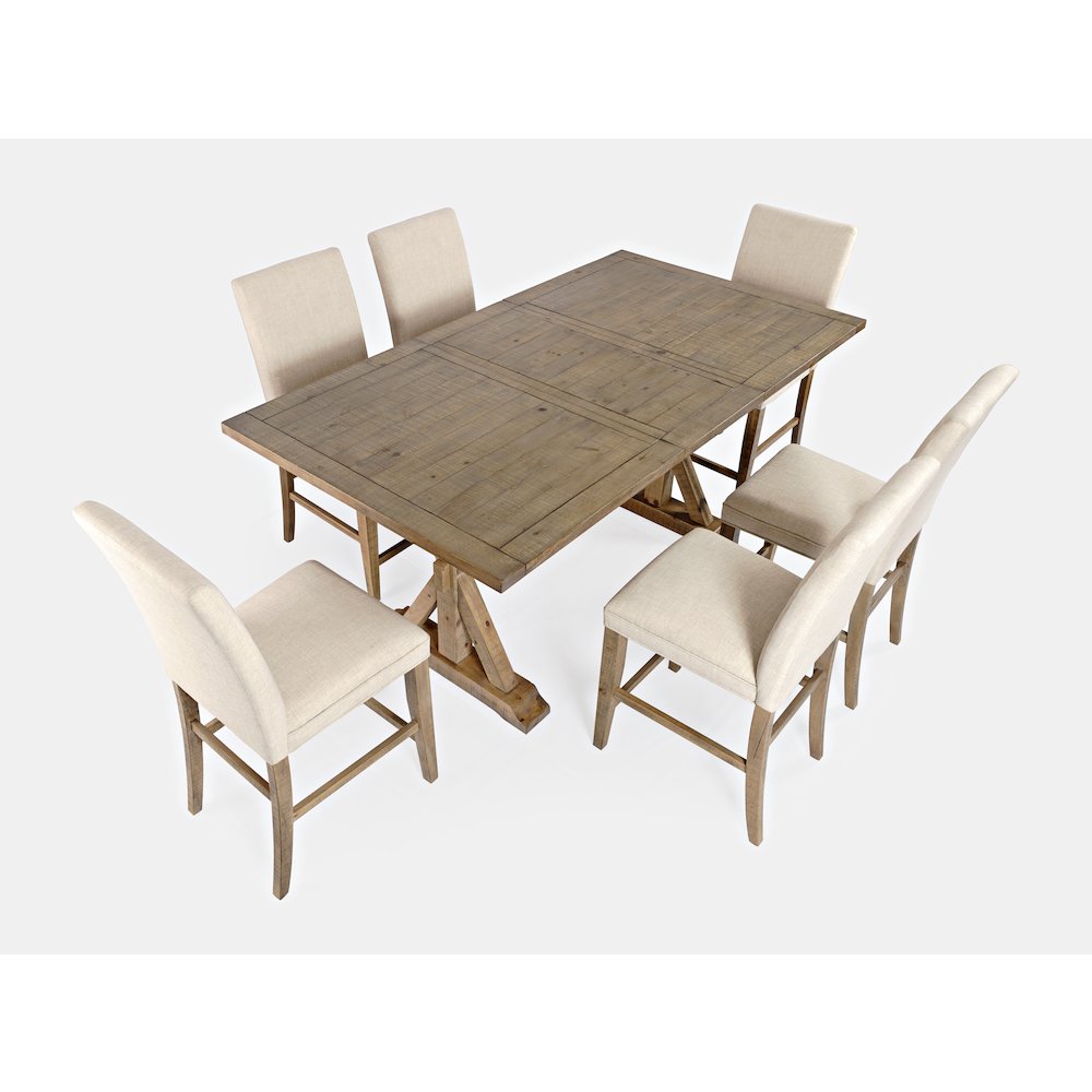 Solid Wood 78" Seven-Piece Counter Height Dining Set with Slat Chairs. Picture 1