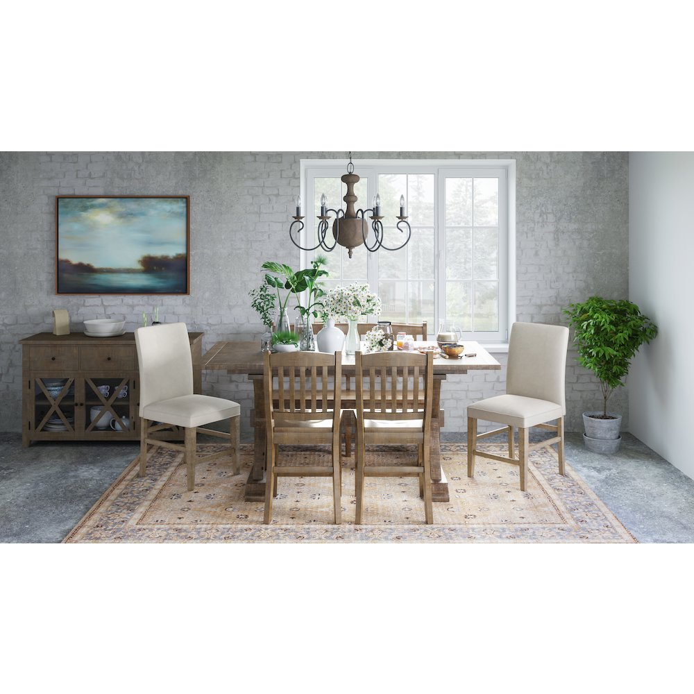 Carlyle Crossing Modern Rustic Solid Wood Slatback Counter Height Bench. Picture 6