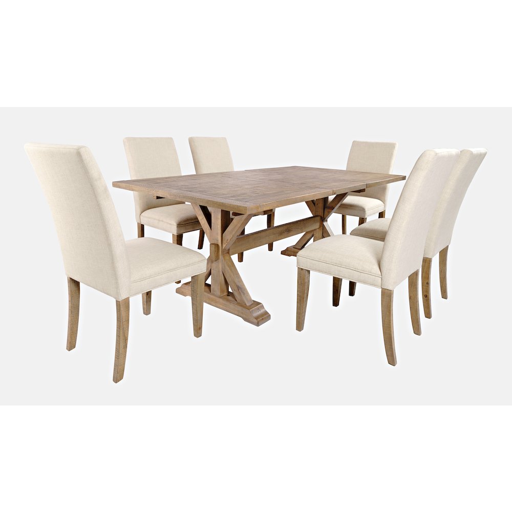 Carlyle Crossing Solid Wood 78" Seven-Piece Dining Set with Upholstered Chairs. Picture 2