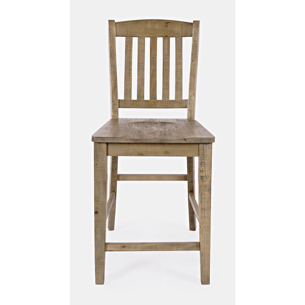 Modern Rustic Solid Wood Slatback Counter Height Stool (Set of 2). Picture 1