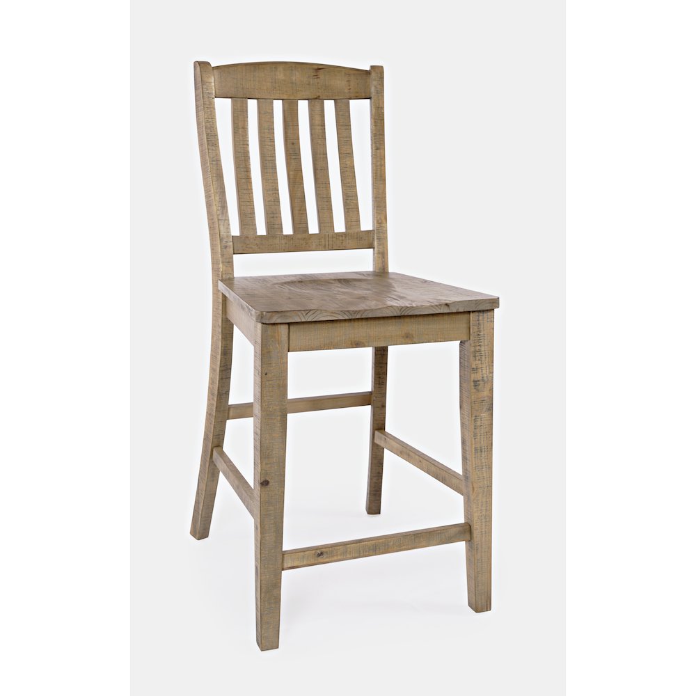 Modern Rustic Solid Wood Slatback Counter Height Stool (Set of 2). Picture 3