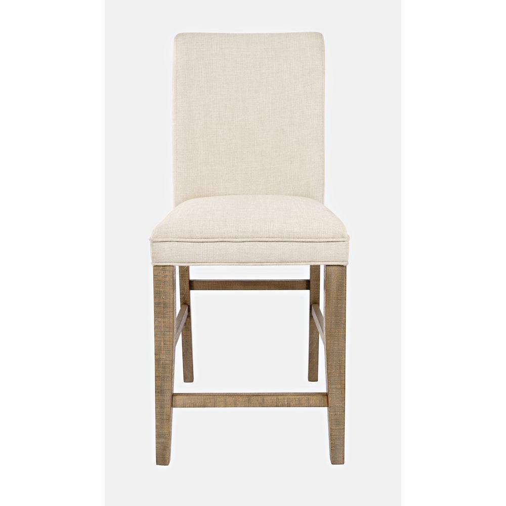 Modern Rustic Distressed Solid Wood Upholstered Parsons Stool (Set of 2). Picture 1