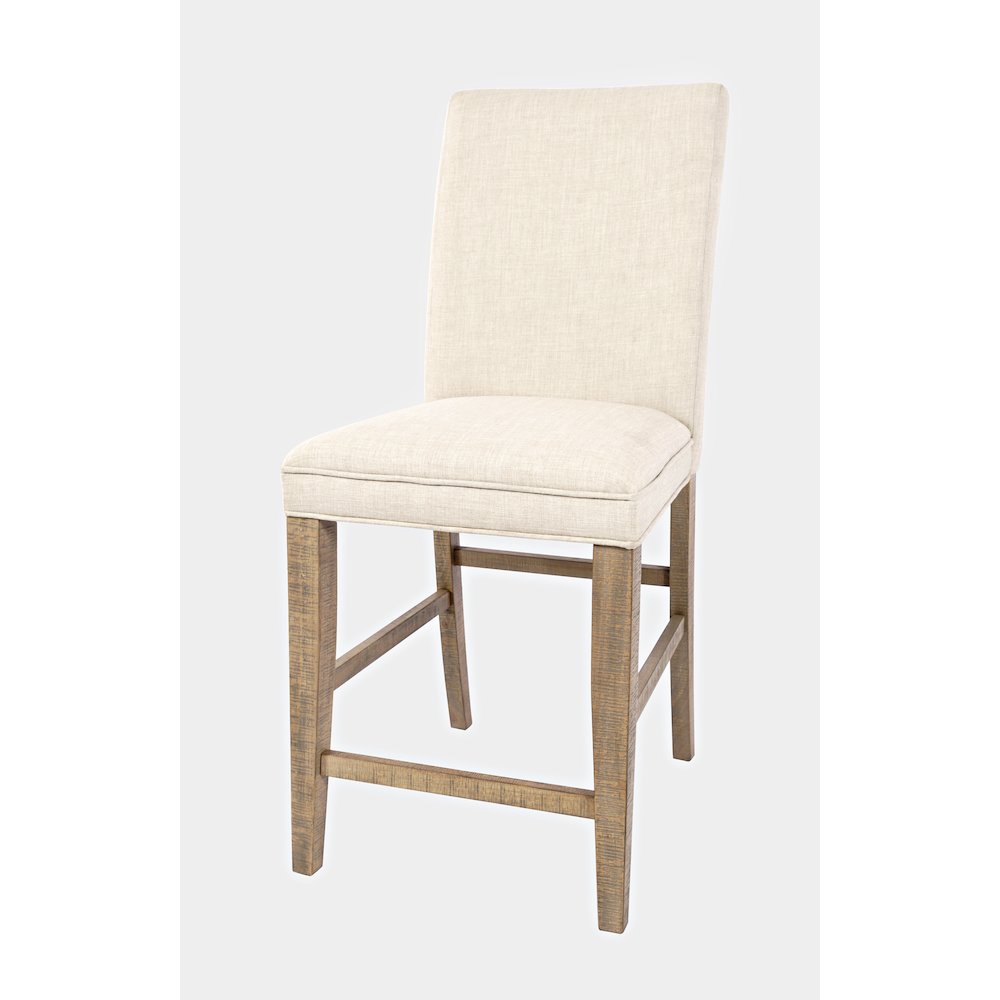 Modern Rustic Distressed Solid Wood Upholstered Parsons Stool (Set of 2). Picture 3